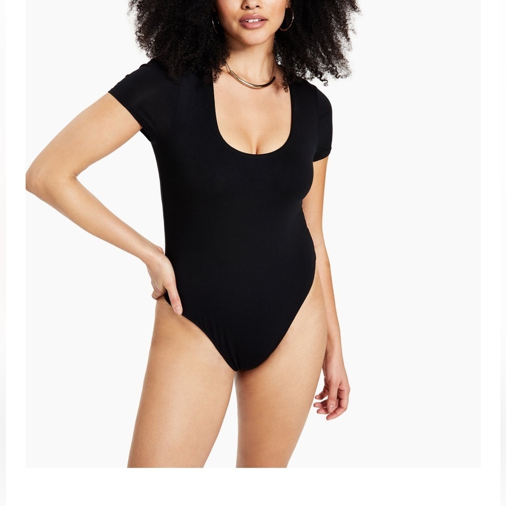 Bar III Library Oak Short Sleeve Jersey Scoop-Neck Bodysuit Size 3X NWT